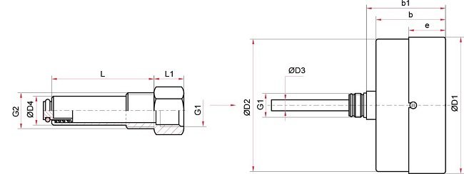 Термоманометр ТМТБ (ТМТБ-4) осевой РОСМА - цена, описание ...